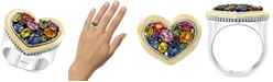 EFFY Collection EFFY&reg; Multi-Sapphire Heart Ring (2-3/4 ct. t.w.) in Sterling Silver & 18k Gold